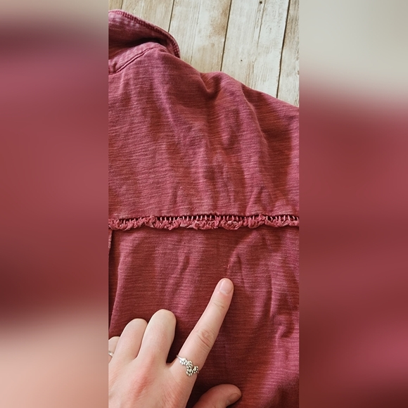 Anthropologie Pilcro Red Wine Frayed Tunic Button Down Shirt Women's M - Picture 6 of 6